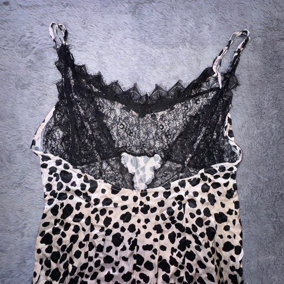Anthropologie Women's Medium‎ Animal Print Lace Trim Slip Dress Midi Black NEW - Picture 16 of 16